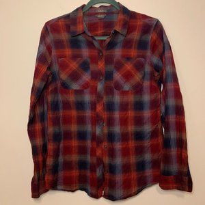 Eddie Bauer Women's Classic Fit Red Plaid Button down Shirt, size M